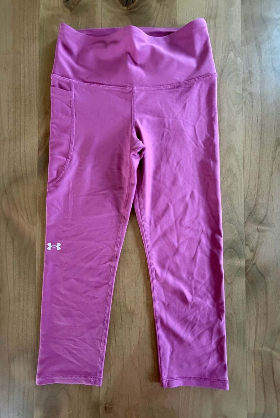 Under Armour Compression Leggings Size Small Pink Pocket Crop